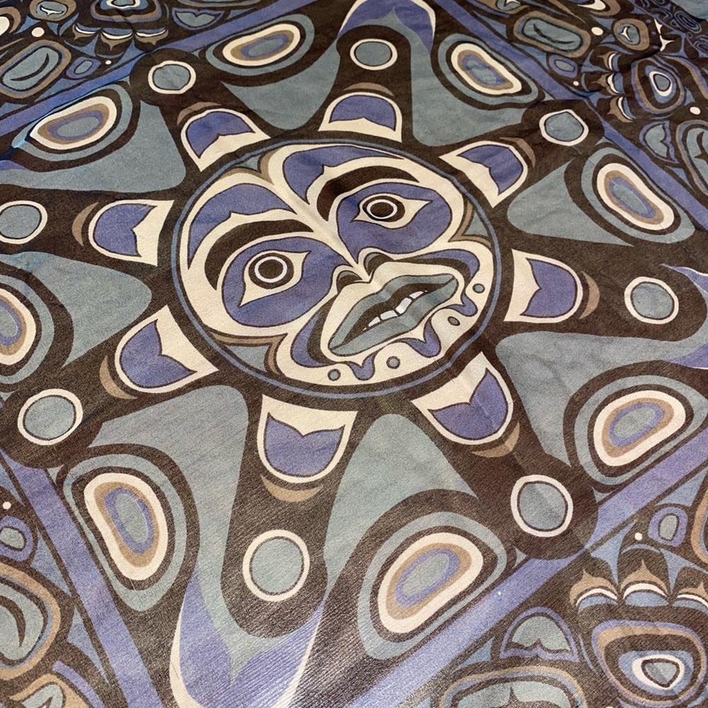 Vintage Jocelyne Mange First Nations Sun Scarf Canadian 1997 - Picture 2 of 8